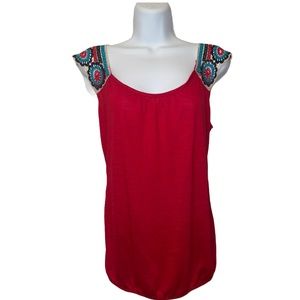 NEW! Women's Red Crochet Lace Casual Top